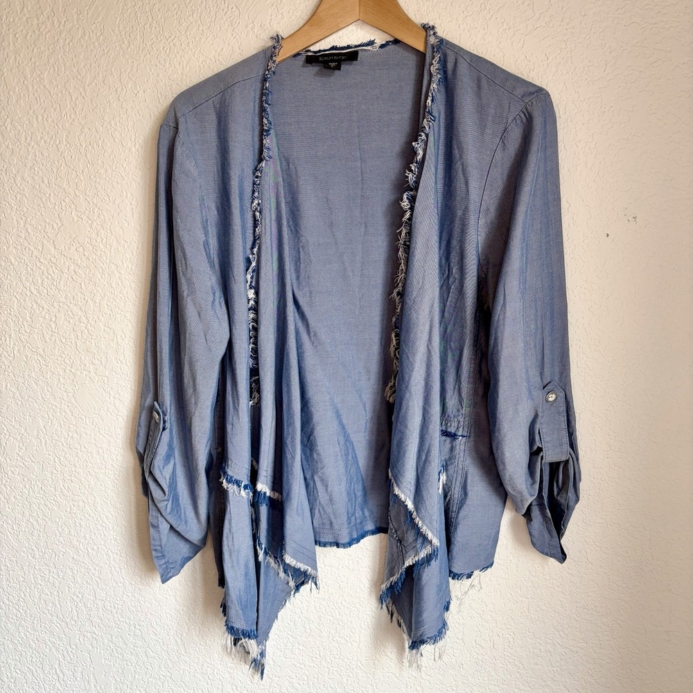 Karen Kane Tencel Fringe Country Western Boho Festival Shrug Cardigan L USA